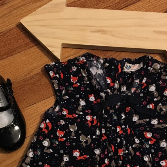 H&M Other - H&M Corduroy Navy Blue Squirrel Dress 3T